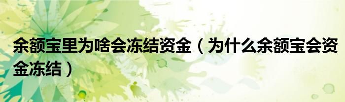 余额宝里为啥会冻结资金（为什么余额宝会资金冻结）