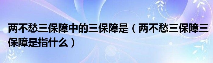 两不愁三保障中的三保障是（两不愁三保障三保障是指什么）