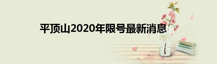 平顶山2020年限号最新消息