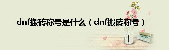 dnf搬砖称号是什么（dnf搬砖称号）