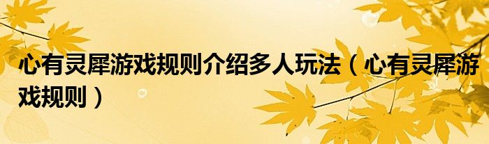 心有灵犀游戏规则介绍多人玩法（心有灵犀游戏规则）