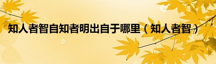 知人者智自知者明出自于哪里（知人者智）