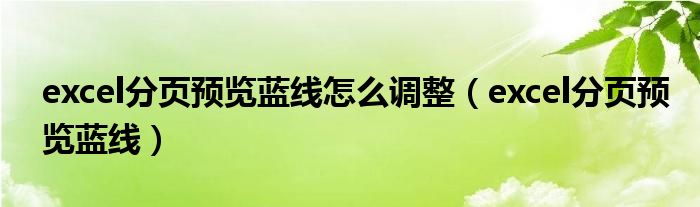 excel分页预览蓝线怎么调整（excel分页预览蓝线）