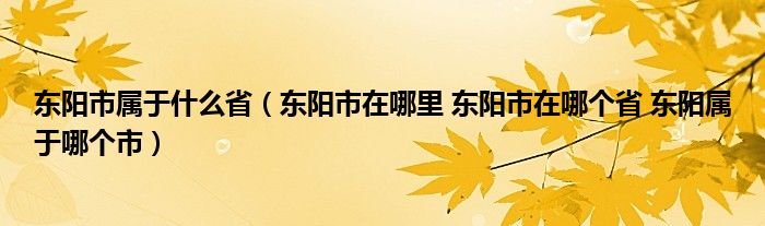 东阳市属于什么省（东阳市在哪里 东阳市在哪个省 东阳属于哪个市）