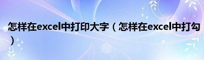 怎样在excel中打印大字（怎样在excel中打勾）