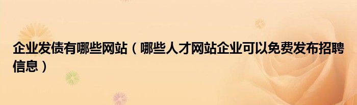 企业发债有哪些网站（哪些人才网站企业可以免费发布招聘信息）