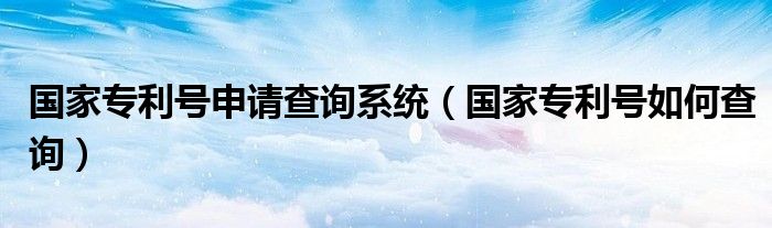 国家专利号申请查询系统（国家专利号如何查询）