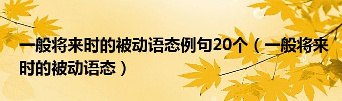 一般将来时的被动语态例句20个（一般将来时的被动语态）