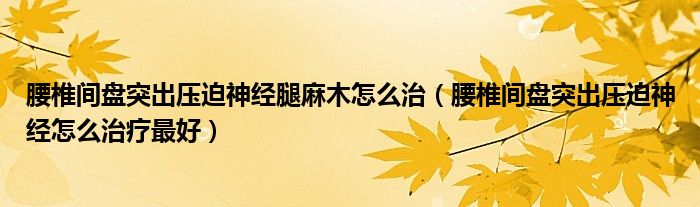 腰椎间盘突出压迫神经腿麻木怎么治（腰椎间盘突出压迫神经怎么治疗最好）