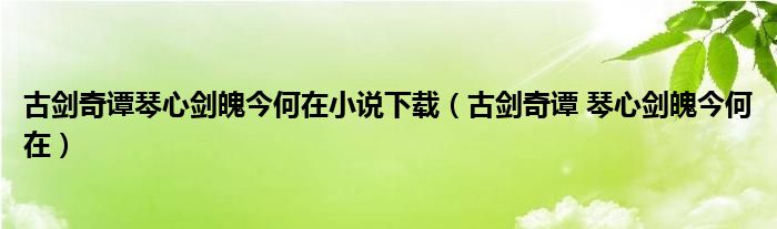 古剑奇谭琴心剑魄今何在小说下载（古剑奇谭 琴心剑魄今何在）