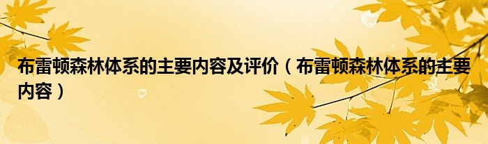 布雷顿森林体系的主要内容及评价（布雷顿森林体系的主要内容）