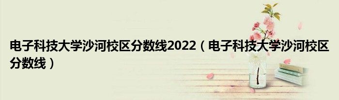 电子科技大学沙河校区分数线2022（电子科技大学沙河校区分数线）