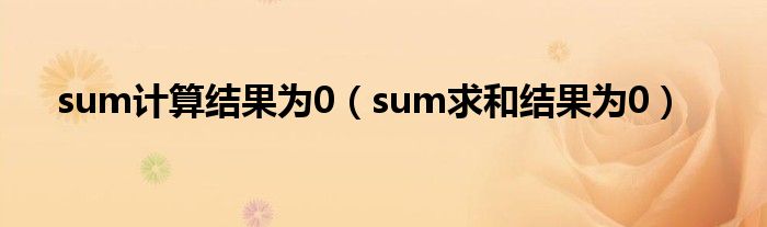 sum计算结果为0（sum求和结果为0）