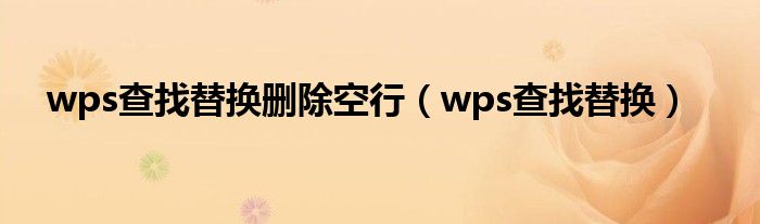 wps查找替换删除空行（wps查找替换）