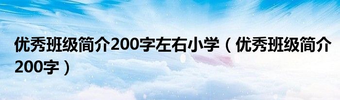 优秀班级简介200字左右小学（优秀班级简介200字）