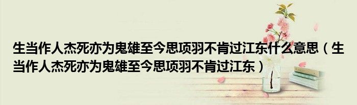 生当作人杰死亦为鬼雄至今思项羽不肯过江东什么意思（生当作人杰死亦为鬼雄至今思项羽不肯过江东）