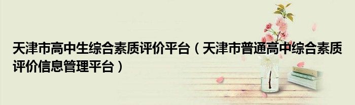 天津市高中生综合素质评价平台（天津市普通高中综合素质评价信息管理平台）