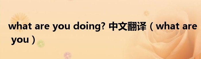 what are you doing? 中文翻译（what are you）