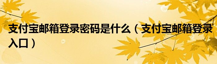 支付宝邮箱登录密码是什么（支付宝邮箱登录入口）