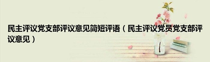 民主评议党支部评议意见简短评语（民主评议党员党支部评议意见）