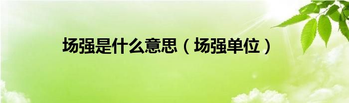 场强是什么意思（场强单位）