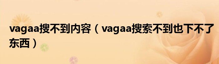 vagaa搜不到内容（vagaa搜索不到也下不了东西）