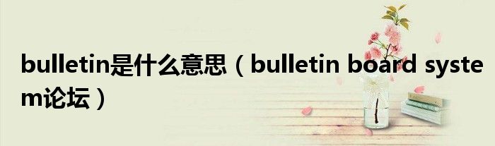 bulletin是什么意思（bulletin board system论坛）