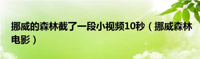 挪威的森林截了一段小视频10秒（挪威森林电影）