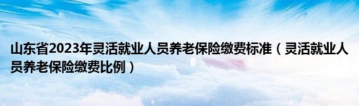 山东省2023年灵活就业人员养老保险缴费标准（灵活就业人员养老保险缴费比例）