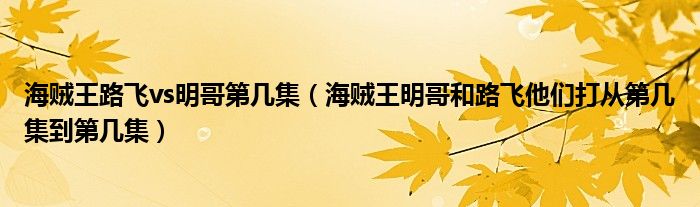 海贼王路飞vs明哥第几集（海贼王明哥和路飞他们打从第几集到第几集）