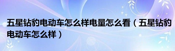 五星钻豹电动车怎么样电量怎么看（五星钻豹电动车怎么样）