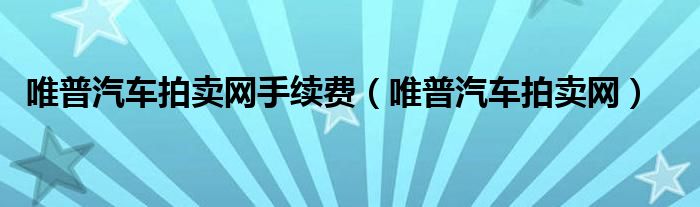 唯普汽车拍卖网手续费（唯普汽车拍卖网）