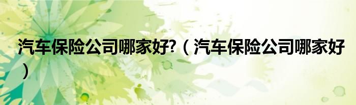 汽车保险公司哪家好?（汽车保险公司哪家好）