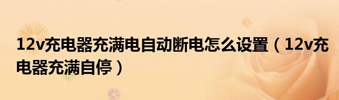 12v充电器充满电自动断电怎么设置（12v充电器充满自停）