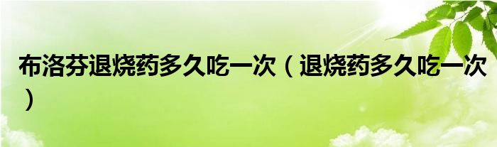 布洛芬退烧药多久吃一次（退烧药多久吃一次）