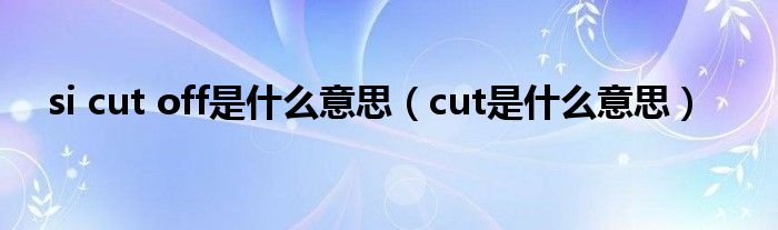 si cut off是什么意思（cut是什么意思）