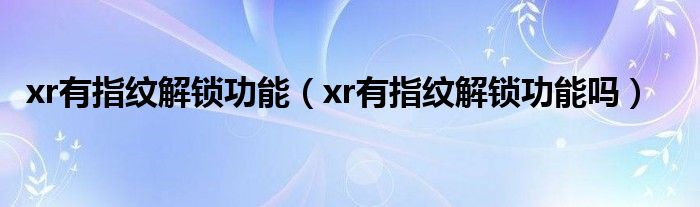 xr有指纹解锁功能（xr有指纹解锁功能吗）