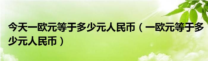 今天一欧元等于多少元人民币（一欧元等于多少元人民币）