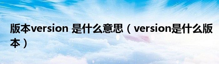 版本version 是什么意思（version是什么版本）