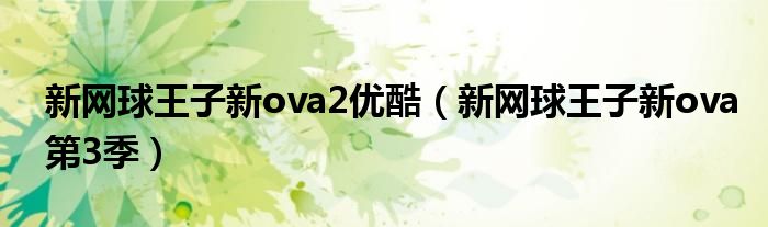 新网球王子新ova2优酷（新网球王子新ova第3季）