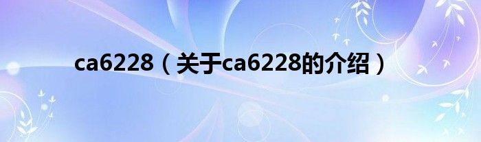 ca6228（关于ca6228的介绍）