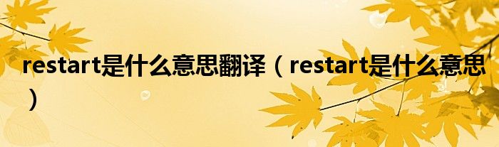 restart是什么意思翻译（restart是什么意思）