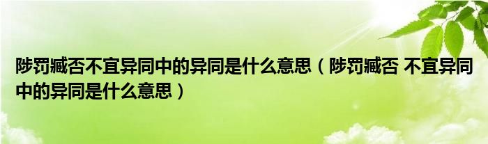 陟罚臧否不宜异同中的异同是什么意思（陟罚臧否 不宜异同中的异同是什么意思）