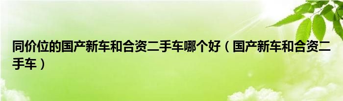 同价位的国产新车和合资二手车哪个好（国产新车和合资二手车）