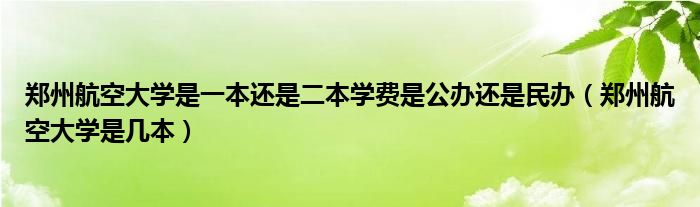 郑州航空大学是一本还是二本学费是公办还是民办（郑州航空大学是几本）