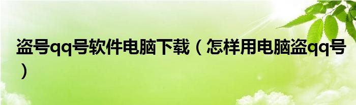 盗号qq号软件电脑下载（怎样用电脑盗qq号）