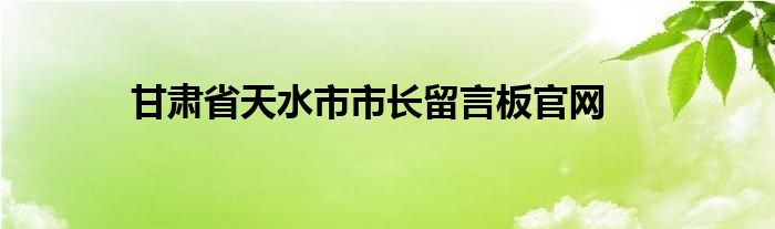 甘肃省天水市市长留言板官网