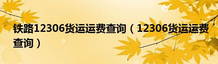 铁路12306货运运费查询（12306货运运费查询）