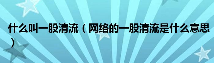 什么叫一股清流（网络的一股清流是什么意思）