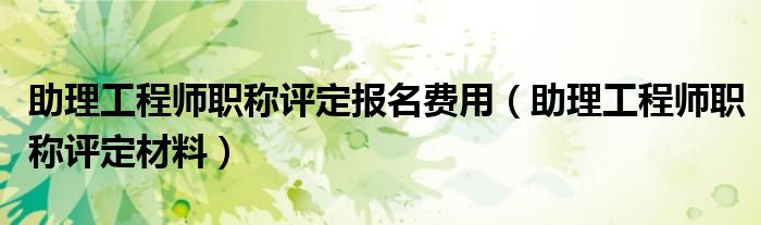 助理工程师职称评定报名费用（助理工程师职称评定材料）